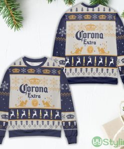 Corona Extra Snowflake & Reindeer Pattern Ugly Christmas Sweater Product Photo 1