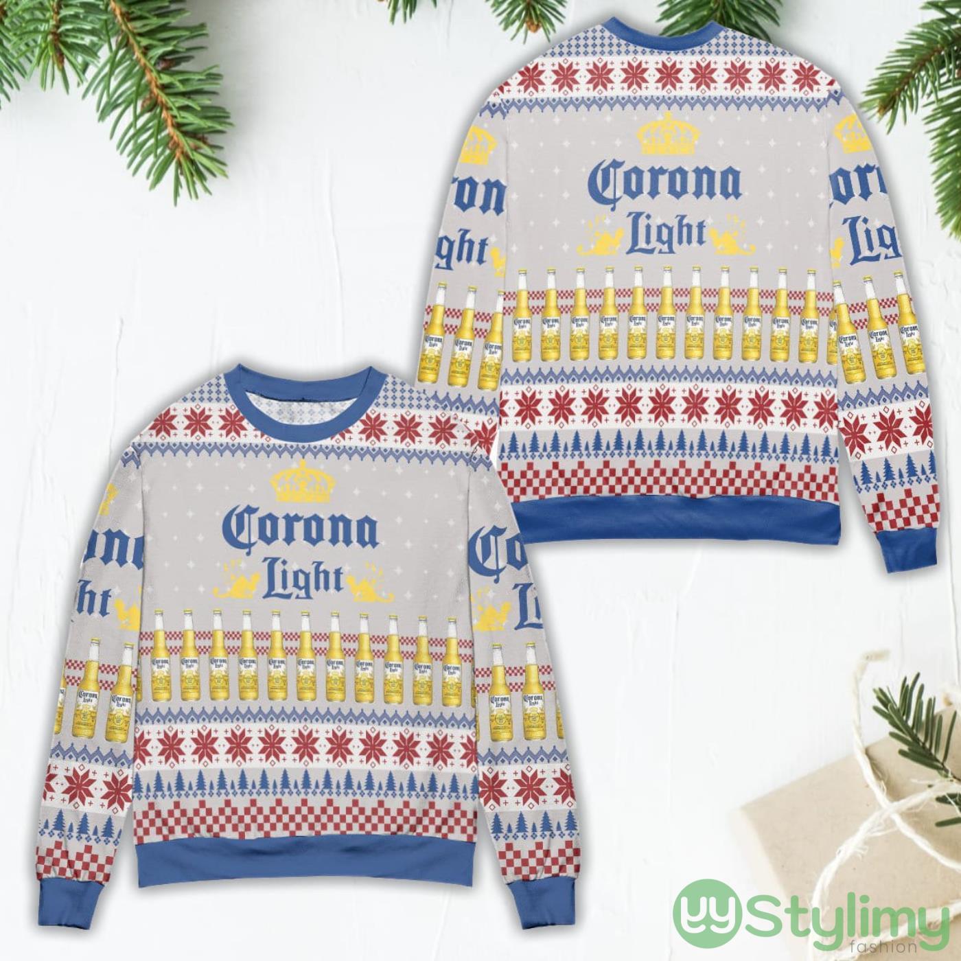 Corona Light Beer Snowflake Pattern Ugly Christmas Sweater 4 Corona Light Beer Snowflake Pattern Ugly Christmas Sweater Product Photo 1
