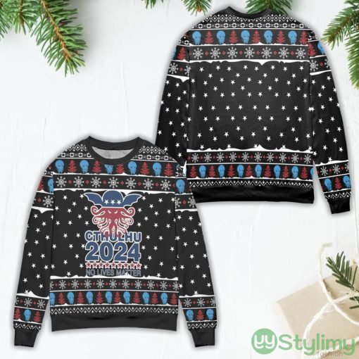 Cthulhu 2024 No Lives Matter Star Pattern Ugly Christmas Sweater Product Photo 1