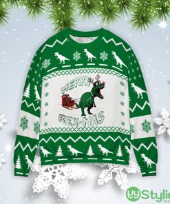 Dinosaur Sleigh Ride Santa Merry Rexmas Christmas Gift Ugly Christmas Sweater Product Photo 1