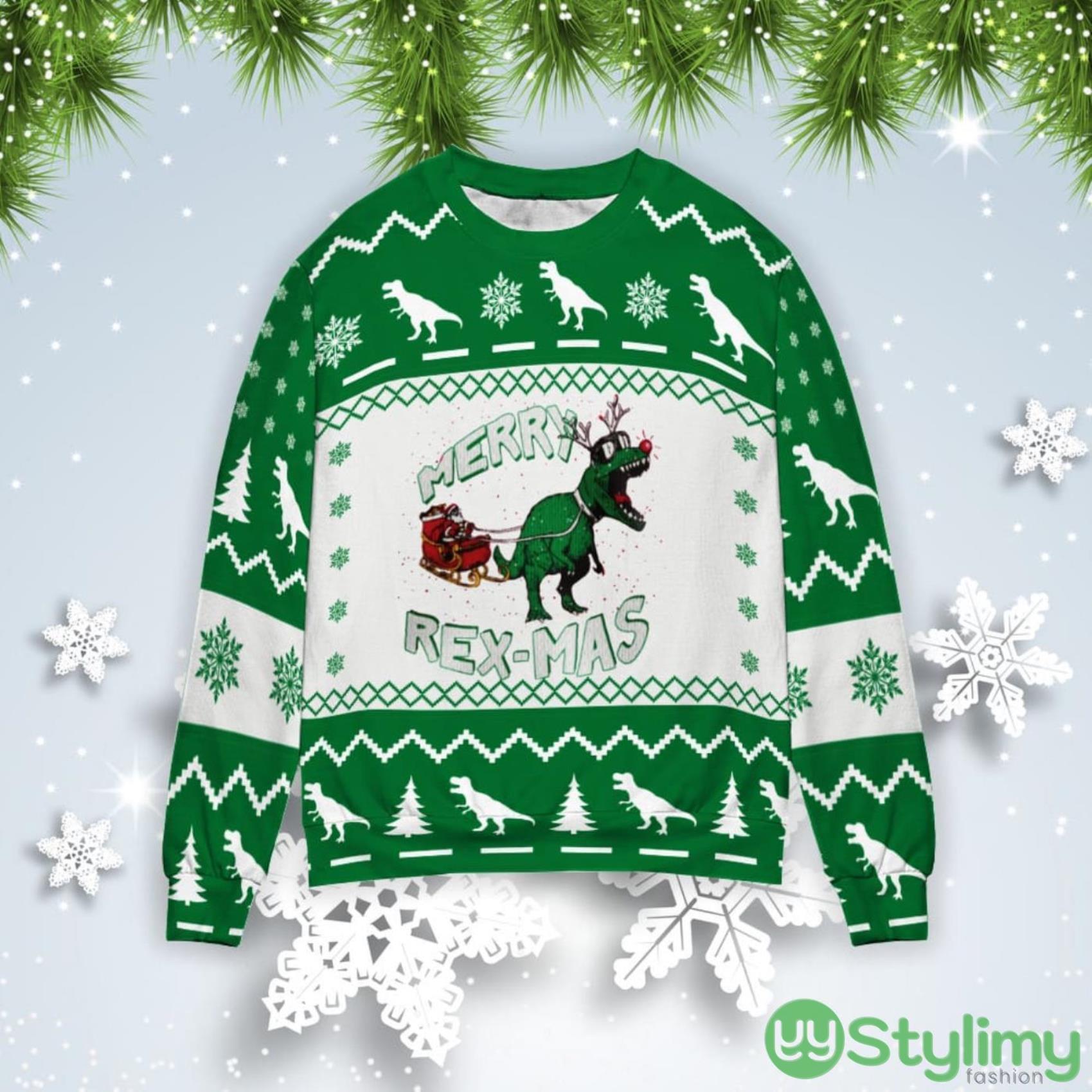 Dinosaur Sleigh Ride Santa Merry Rexmas Christmas Gift Ugly Christmas Sweater 2 Dinosaur Sleigh Ride Santa Merry Rexmas Christmas Gift Ugly Christmas Sweater Product Photo 1