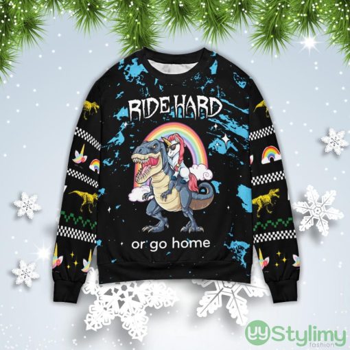 Dinosaur Unicorn Ride Hard Unisex Christmas Gift Ugly Christmas Sweater