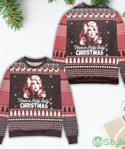 Dolly Parton Holly Dolly Christmas Pine Tree Pattern Ugly Christmas Sweater Product Photo 1