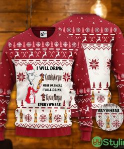 Dr. Seuss I Will Drink Captain Morgan Here Or There Ugly Christmas Sweater Product Photo 1
