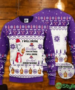 Dr. Seuss I Will Drink Crown Royal Here Or There Ugly Christmas Sweater Product Photo 1