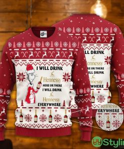 Dr. Seuss I Will Drink Hennessy Here Or There Ugly Christmas Sweater Product Photo 1