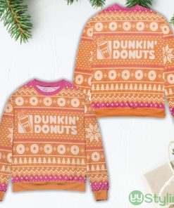 Dunkin' Donuts Snow Flake & Pine Tree Ugly Christmas Sweater - Orange Product Photo 1