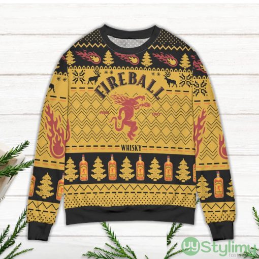 Fireball Whisky Pine Tree Zigzag Pattern Ugly Christmas Sweater Product Photo 3