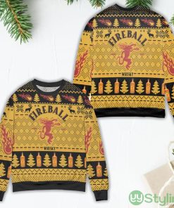 Fireball Whisky Pine Tree Zigzag Pattern Ugly Christmas Sweater Product Photo 1