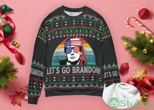 Funny Christmas Sweater Trump Let's Go Brandon Ugly Christmas Sweater Product Photo 2