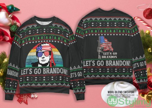 Funny Christmas Sweater Trump Let's Go Brandon Ugly Christmas Sweater Product Photo 1