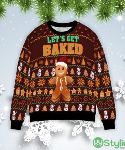 Gingerbread Let’s Get Baked Christmas Gift Ugly Christmas Sweater Product Photo 1