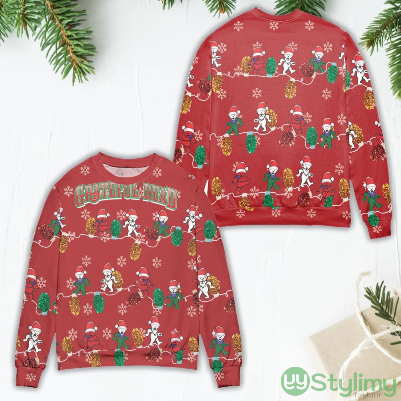 Grateful Dead Rock Band Christmas Ornaments Pattern Ugly Christmas Sweater 4 Grateful Dead Rock Band Christmas Ornaments Pattern Ugly Christmas Sweater Product Photo 1