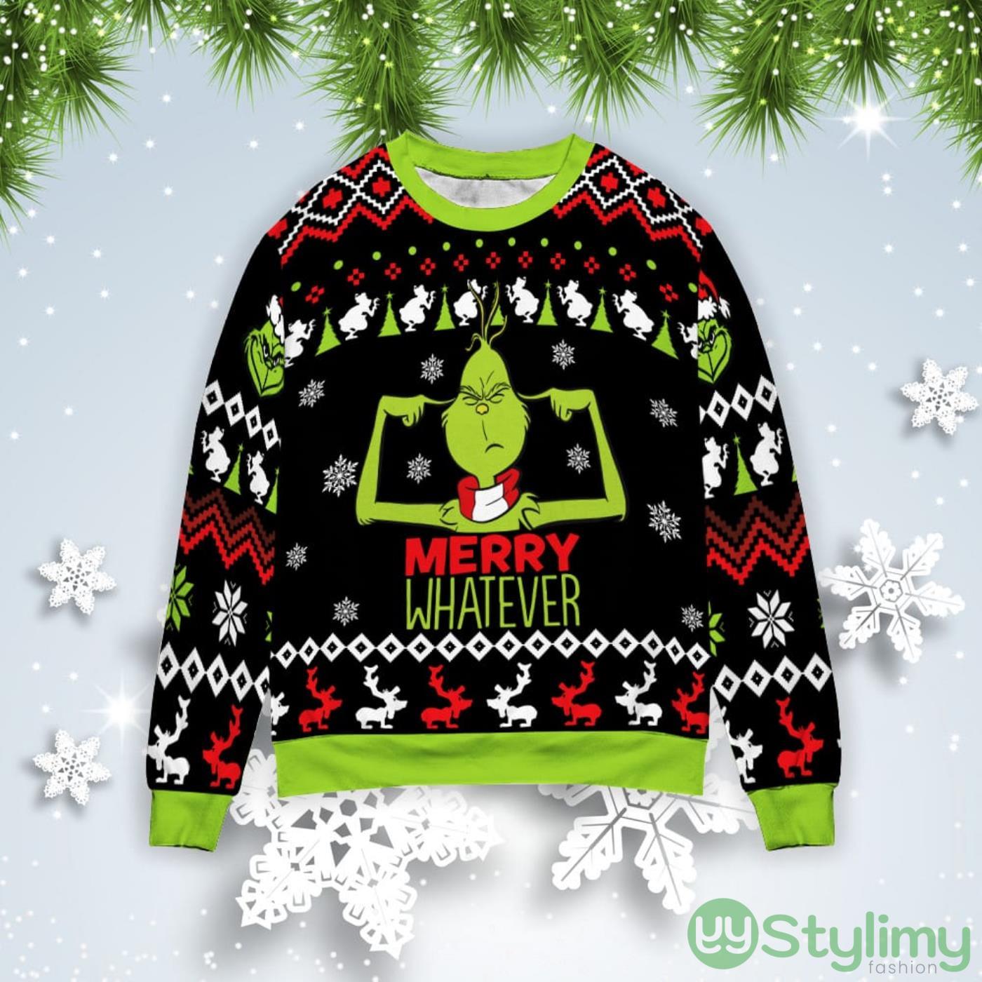 Grinch Merry Whatever Christmas Gift Ugly Christmas Sweater 3 Grinch Merry Whatever Christmas Gift Ugly Christmas Sweater Product Photo 1
