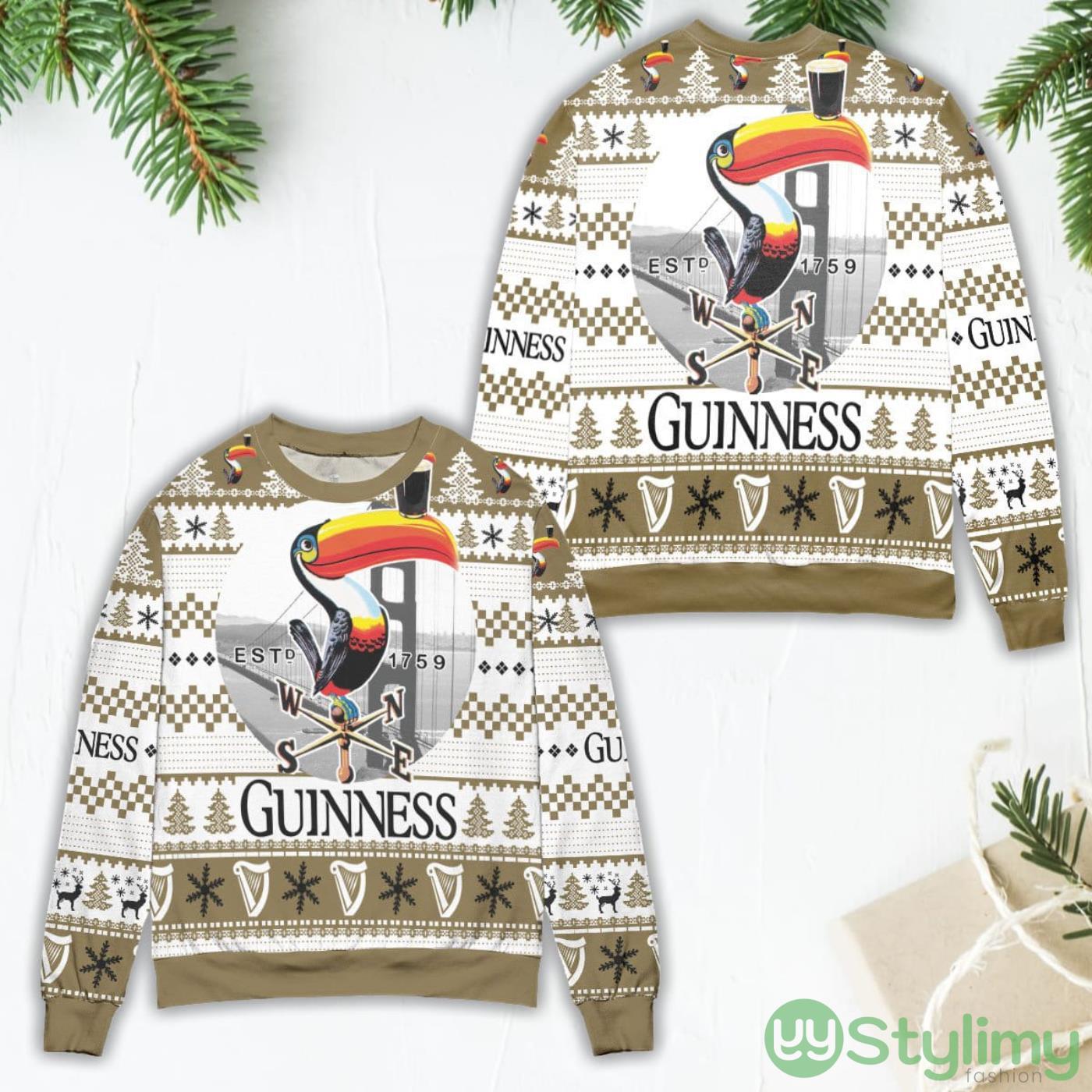 Guinness Beer Logo Checkered Pattern Claus Ugly Christmas Sweater 4 Guinness Beer Logo Checkered Pattern Claus Ugly Christmas Sweater Product Photo 1