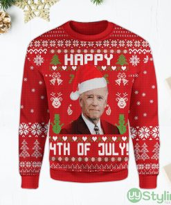 Happy 4th of July Christmas Ugly Sweater Joe Biden Red Ugly Christmas Sweater Product Photo 1
