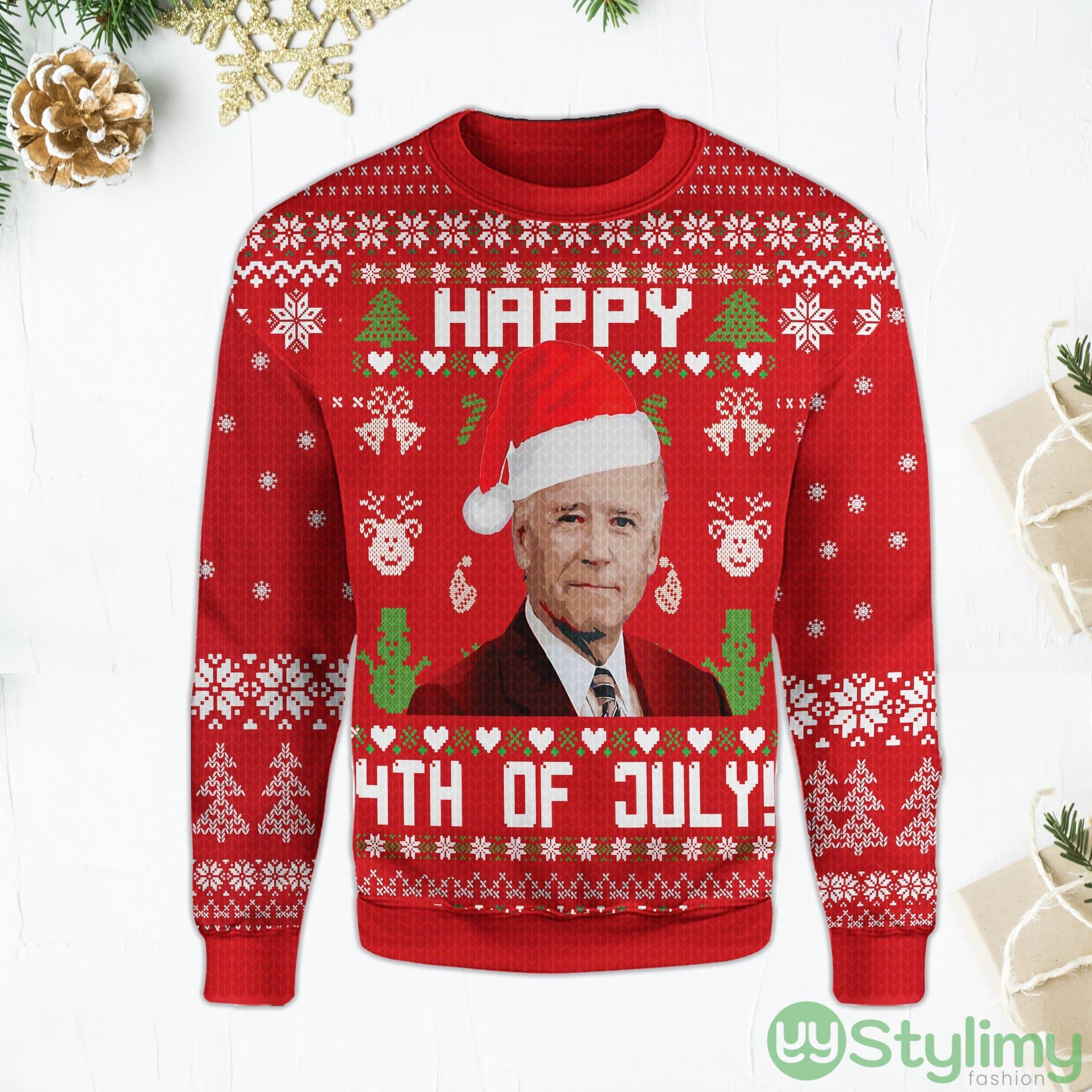 Happy 4th of July Christmas Ugly Sweater Joe Biden Red Ugly Christmas Sweater 3 Happy 4th of July Christmas Ugly Sweater Joe Biden Red Ugly Christmas Sweater Product Photo 1