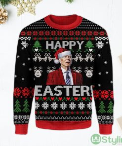 Happy Easter Biden Funny Santa Joe Biden Black Ugly Christmas Sweater Product Photo 1