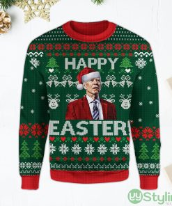 Happy Easter Biden Funny Santa Joe Biden Green Ugly Christmas Sweater Product Photo 1