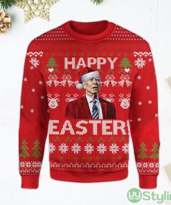Happy Easter Biden Funny Santa Joe Biden Red Ugly Christmas Sweater Product Photo 1