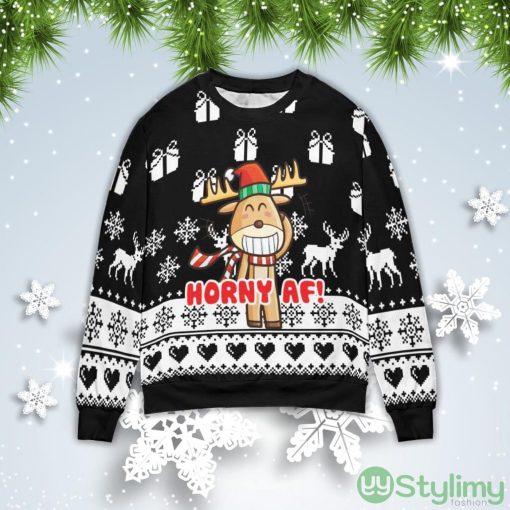 Horny AF Reindeer Christmas Gift Ugly Christmas Sweater