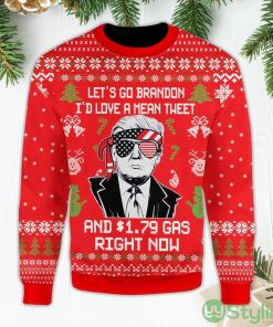 I'd Love A Mean Tweet And 1.79 Gas Right Now Let's Go Brandon Red Ugly Christmas Sweater Product Photo 1
