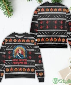 Jason Voorhees A Real Man Will Chase After You Ugly Christmas Sweater Product Photo 1