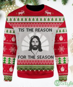 Jesus Birthday Tis The Reason For The Season Ugly Christmas Sweater Product Photo 1