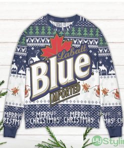 Labatt Blue Imported Pine Tree Pattern Ugly Christmas Sweater Product Photo 2