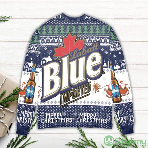Labatt Blue Imported Pine Tree Pattern Ugly Christmas Sweater