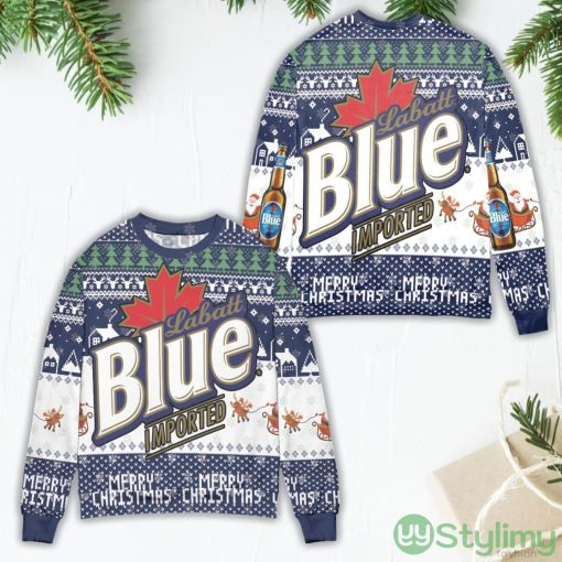 Labatt Blue Imported Pine Tree Pattern Ugly Christmas Sweater