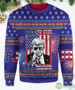 Let's Go Brandon Christmas Sweater Donald Trump FJB Christmas Blue Ugly Christmas Sweater Product Photo 1