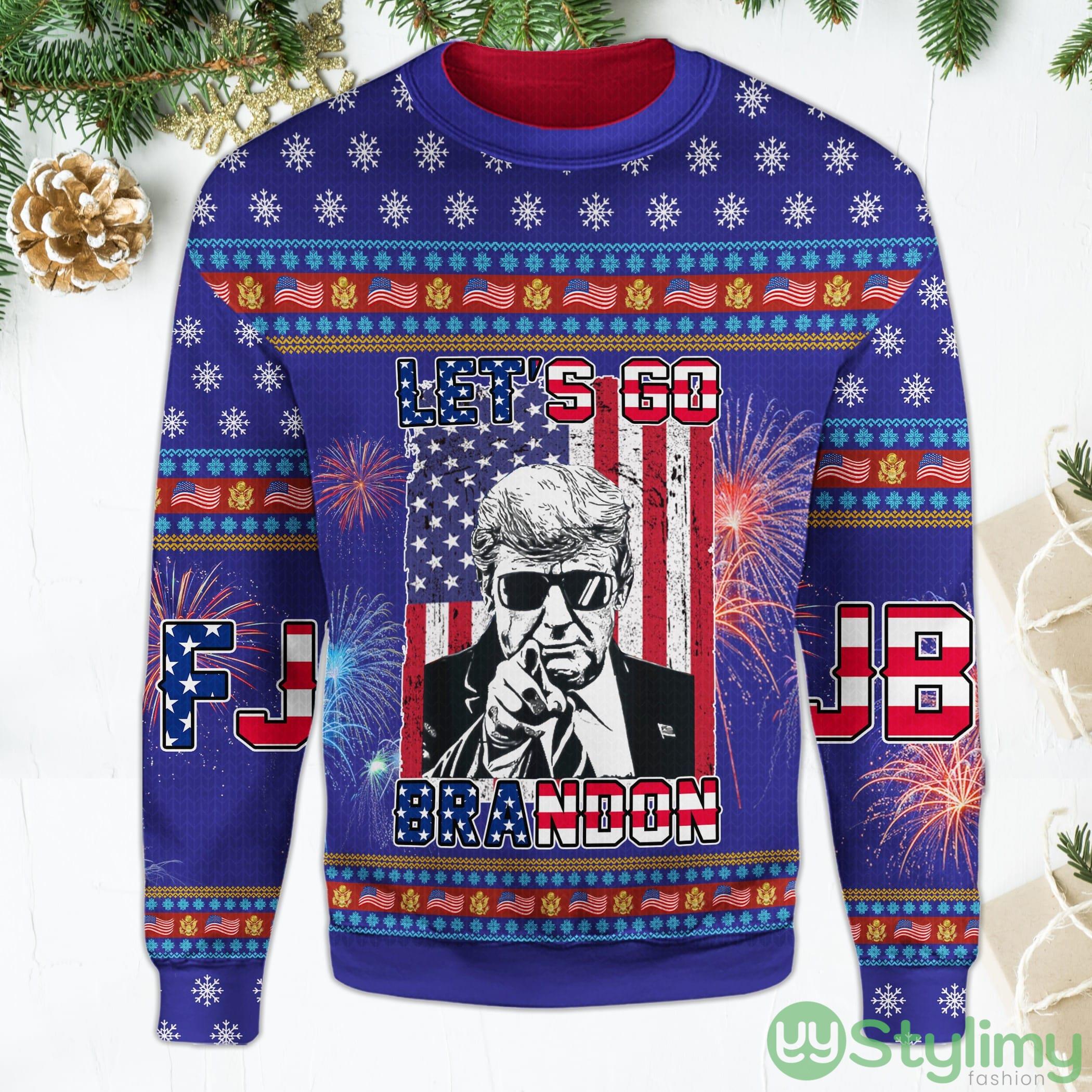 Let's Go Brandon Christmas Sweater Donald Trump FJB Christmas Blue Ugly Christmas Sweater 2 lets go brandon christmas sweater donald trump fjb christmas blue ugly christmas sweater