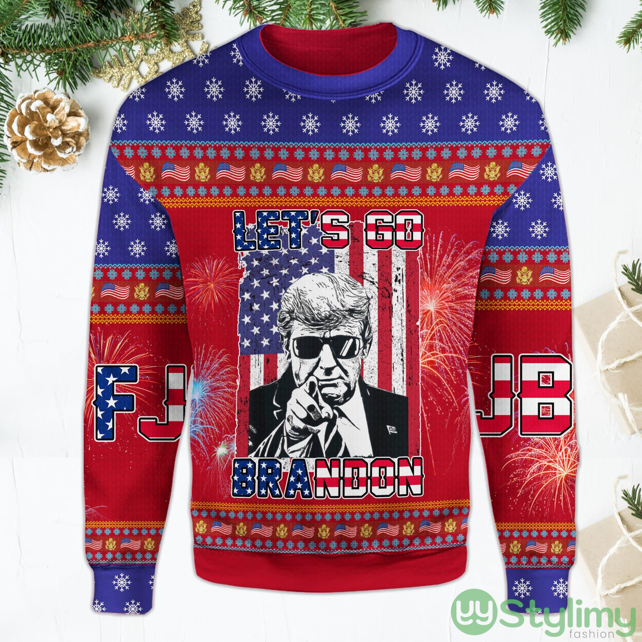 Let's Go Brandon Christmas Sweater Donald Trump FJB Christmas Red Ugly Christmas Sweater 3 lets go brandon christmas sweater donald trump fjb christmas red ugly christmas sweater