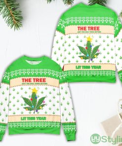 Lit This Year Weed Christmas Gift Ugly Christmas Sweater Product Photo 1