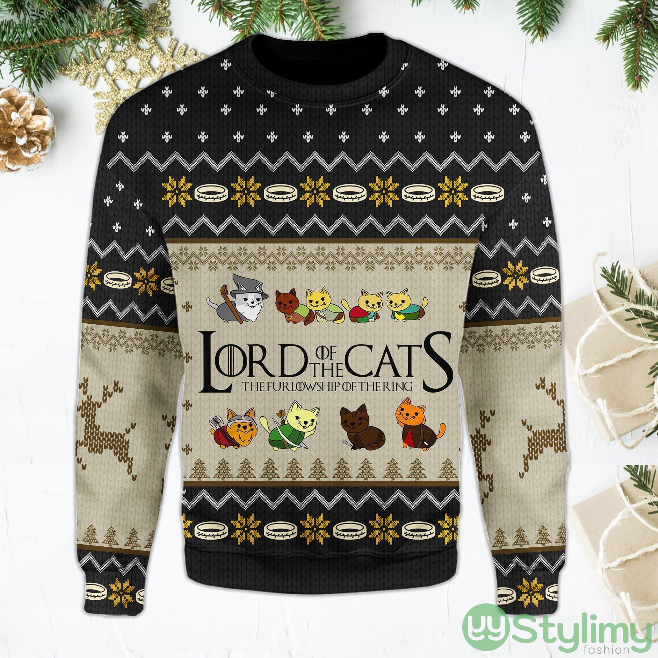 Lord of The Cats Sweater for LOTR Movies Fans & Cat Lovers Black Ugly Christmas Sweater 3 Lord of The Cats Sweater for LOTR Movies Fans & Cat Lovers Black Ugly Christmas Sweater Product Photo 1