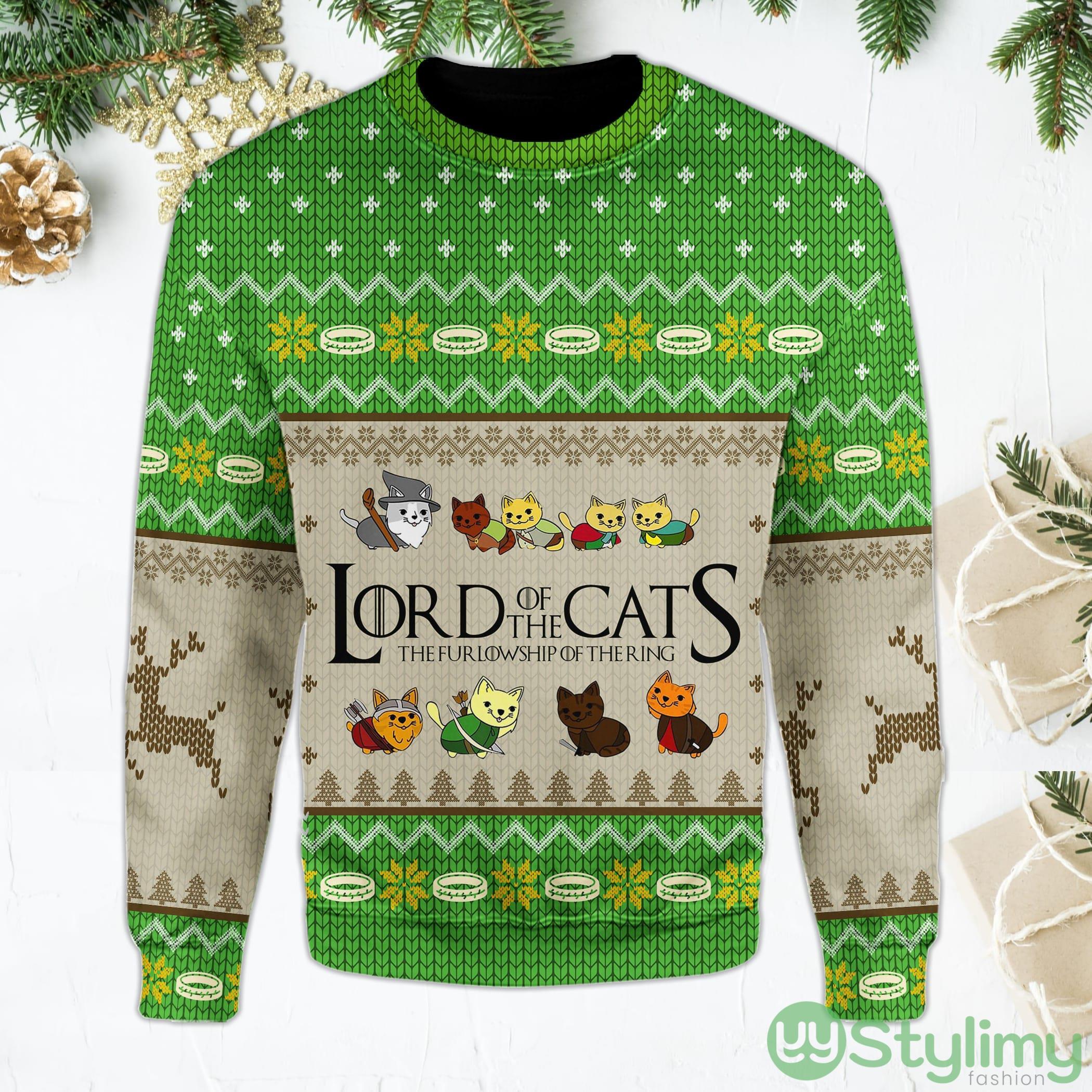 Lord of The Cats Sweater for LOTR Movies Fans & Cat Lovers Green Ugly Christmas Sweater 3 Lord of The Cats Sweater for LOTR Movies Fans & Cat Lovers Green Ugly Christmas Sweater Product Photo 1