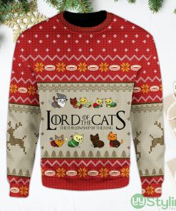 Lord of The Cats Sweater for LOTR Movies Fans & Cat Lovers Red Ugly Christmas Sweater Product Photo 1