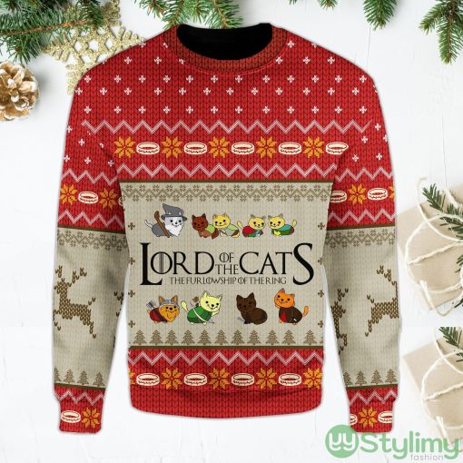 Lord of The Cats Sweater for LOTR Movies Fans & Cat Lovers Red Ugly Christmas Sweater
