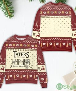Lord of The Rings Taters Potatoes Recipe Pine Tree & Reindeer Pattern Ugly Christmas Sweater Product Photo 1