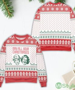 May All Your Christmases Bea White Ugly Christmas Sweater Product Photo 1