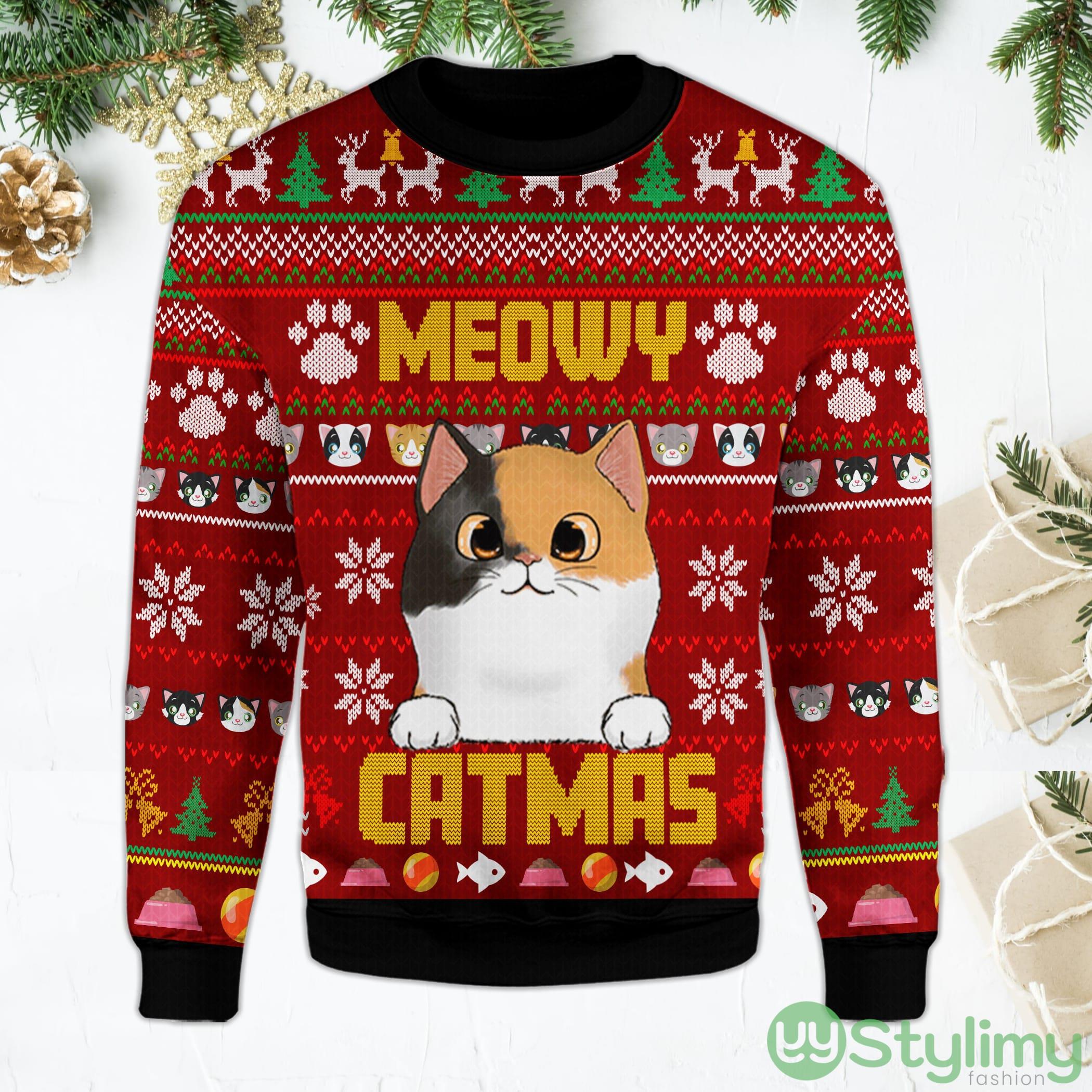 Meowy Catmas Cat Christmas Sweater Cute Christmas Red Ugly Christmas Sweater 2 Meowy Catmas Cat Christmas Sweater Cute Christmas Red Ugly Christmas Sweater Product Photo 2