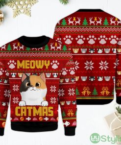 Meowy Catmas Cat Christmas Sweater Cute Christmas Red Ugly Christmas Sweater Product Photo 1