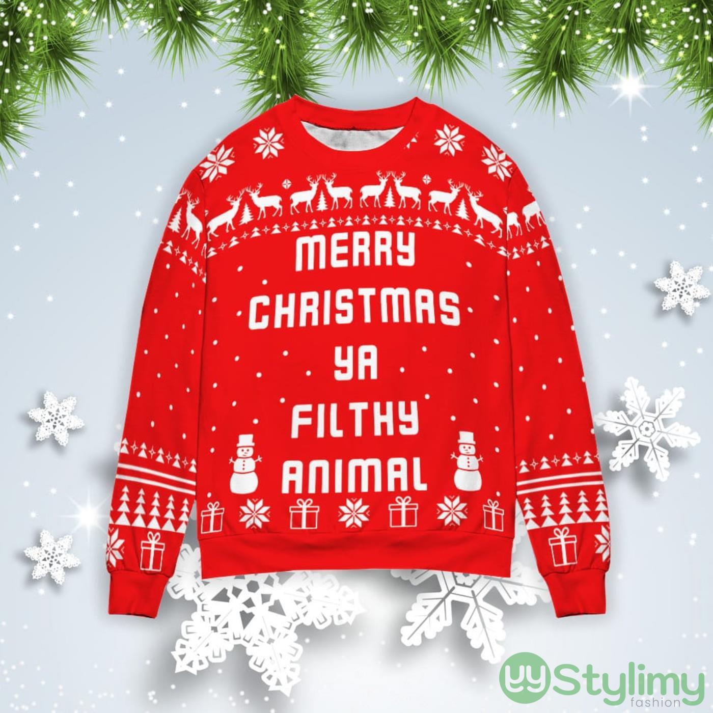 Merry Christmas Ya Filthy Animal Ugly Christmas Sweater 3 Merry Christmas Ya Filthy Animal Ugly Christmas Sweater Product Photo 1