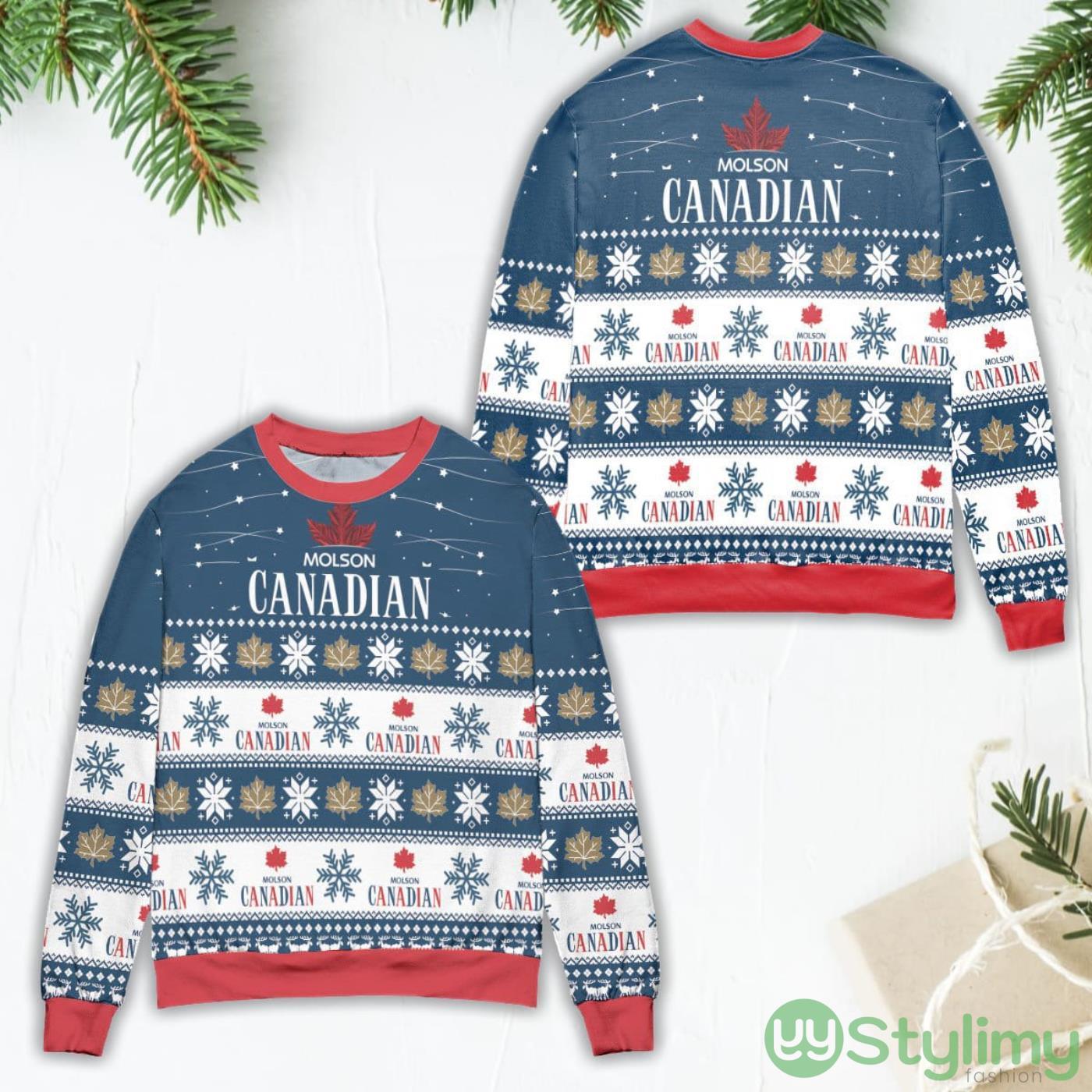Molson Canadian Beer Snowflake Pattern Ugly Christmas Sweater 4 Molson Canadian Beer Snowflake Pattern Ugly Christmas Sweater Product Photo 1