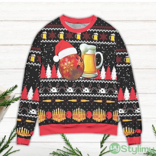 My Drinking Team Has A Bowling Problem Snowflake Pattern Ugly Christmas Sweater