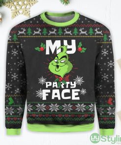 My Party Face Grinch Face Christmas Ugly Sweater Product Photo 1
