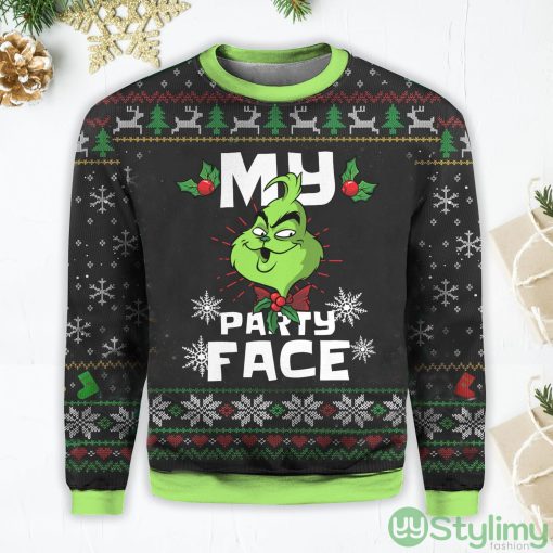 My Party Face Grinch Face Christmas Ugly Sweater