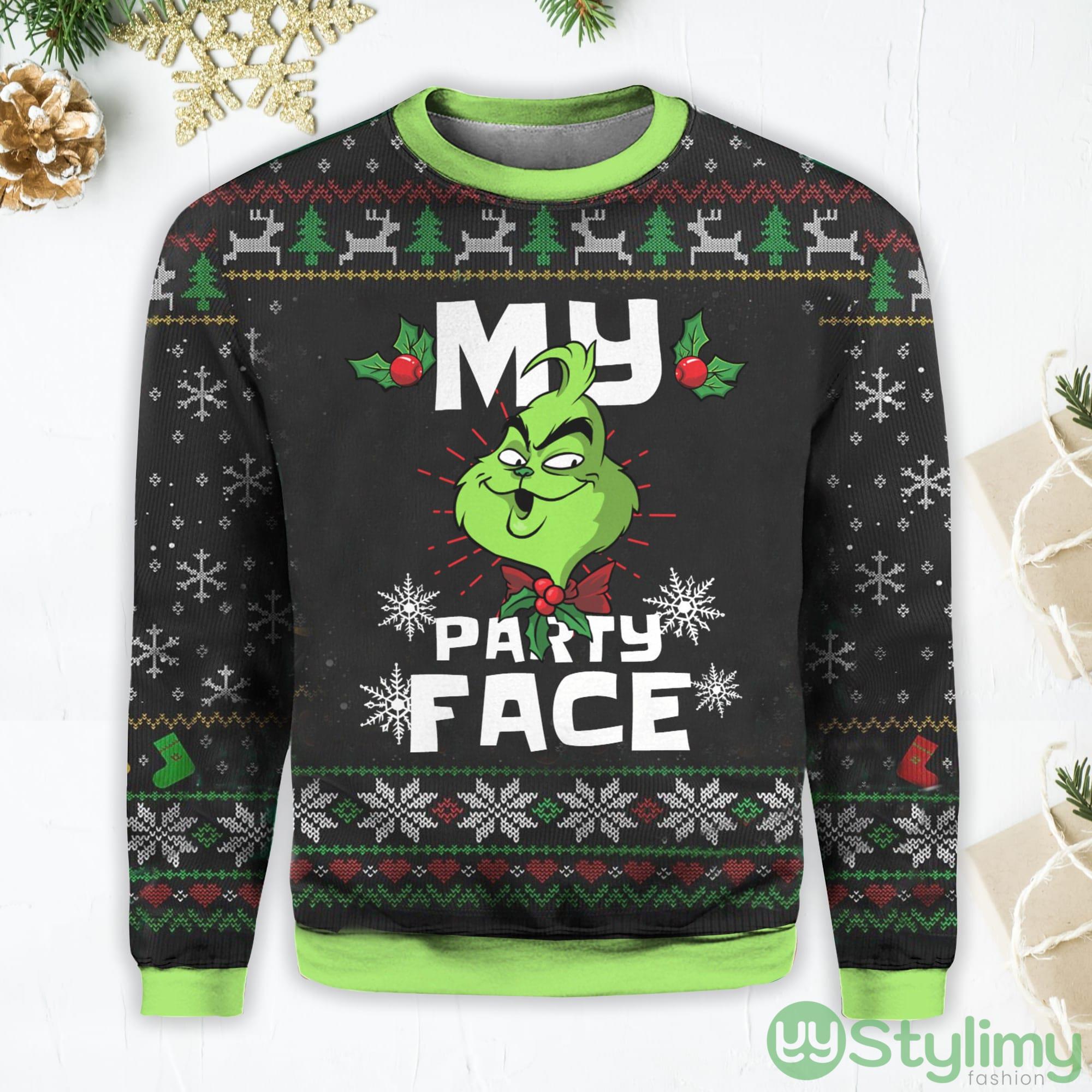 My Party Face Grinch Face Christmas Ugly Sweater 2 My Party Face Grinch Face Christmas Ugly Sweater Product Photo 1