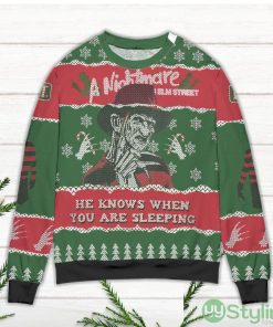 Nightmare On Elm Street He Knows Ugly Christmas Sweater Product Photo 2